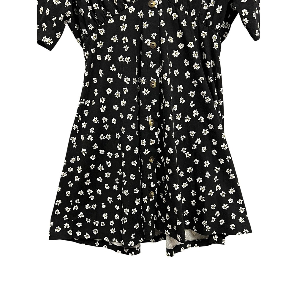 ASOS DESIGN Dress Womens 6‎ Tall Black Floral Button Front V-Neck Fit & Flare - Picture 6 of 11